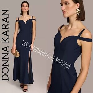 🆕⭐ Donna Karan Black Label Dark Navy Blue Maxi Formal Dress